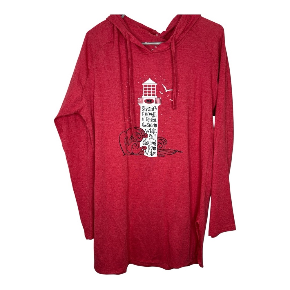 T.R. McTaggart Women’s Red Lighthouse Nautical Inspirational Quote Hoodie XL